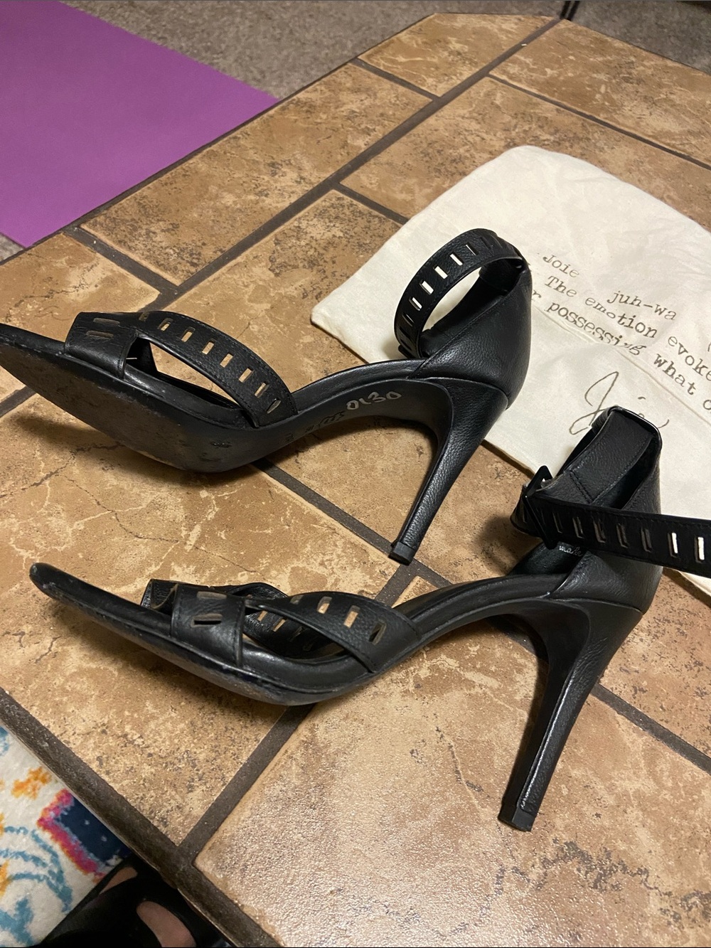 Joie Black Laser-Cut Ankle-Strap Heels - Picture 2 of 6